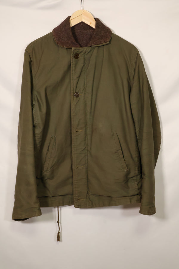 เสื้อแจ็คเก็ต N-1 Deck ของกองทัพเรือสหรัฐฯ ยุค 1950 ป้ายหายไป กระดุมหายไป มือสอง