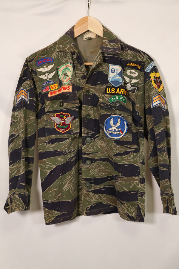 เสื้อเชิ้ตลายเสือ AS Silver Tiger มือสองจากยุค 1960 พร้อมป้าย ARVN