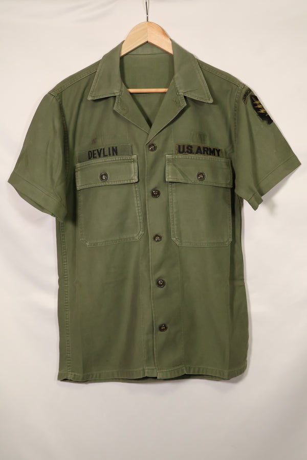1960年代 元グリーンベレー兵士放出 OG-107 ユーティリティシャツ 初付け パッチ付き 中古品 C