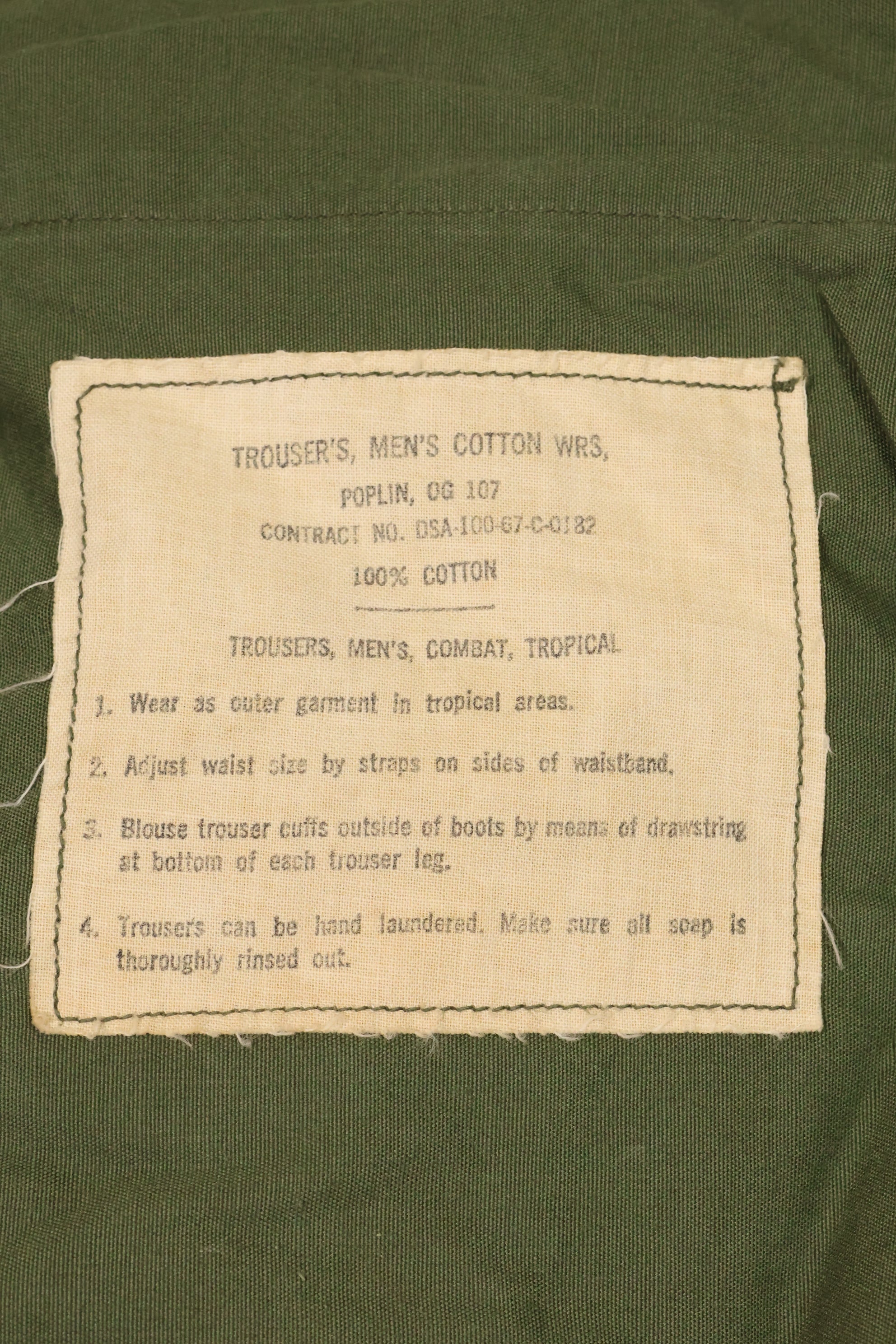 1967年契約 3rd Model ノンリップストップ ジャングルファティーグ パンツ L-L 中古品 B