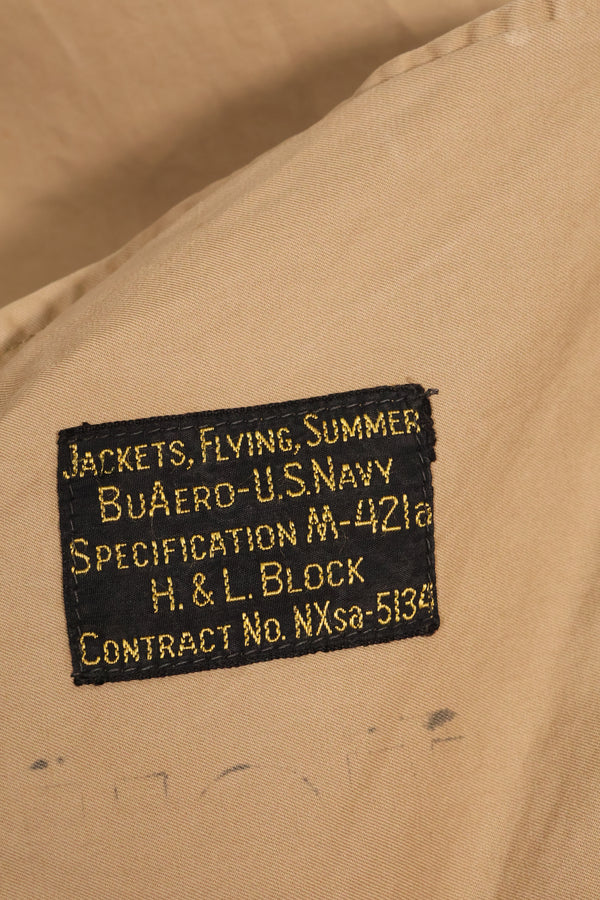 เสื้อแจ็คเก็ตนักบินฤดูร้อน M-421A ของกองทัพเรือสหรัฐฯ ปี 1942-43 – สัญญา NXsa-5134 / H.&L. Block