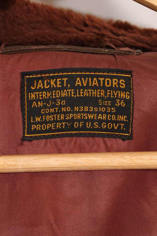 เสื้อแจ็คเก็ตนักบิน AN-J-3a ของกองทัพเรือสหรัฐฯ ราวปี 1943-45 หายาก สภาพดี มือสอง