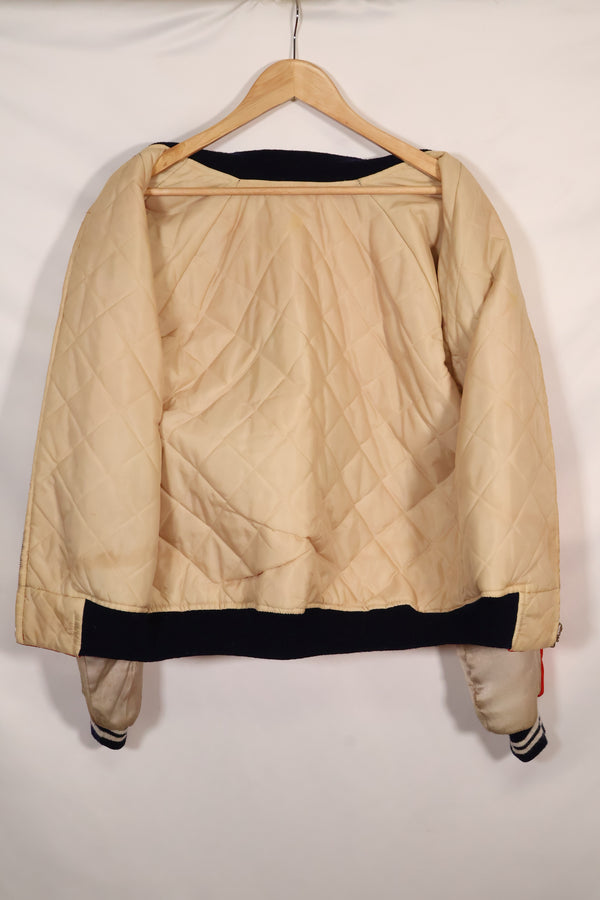 1970年代 日本製 Japan Jacket 中古品 スカジャン 赤白 当時の再現品 修繕あり