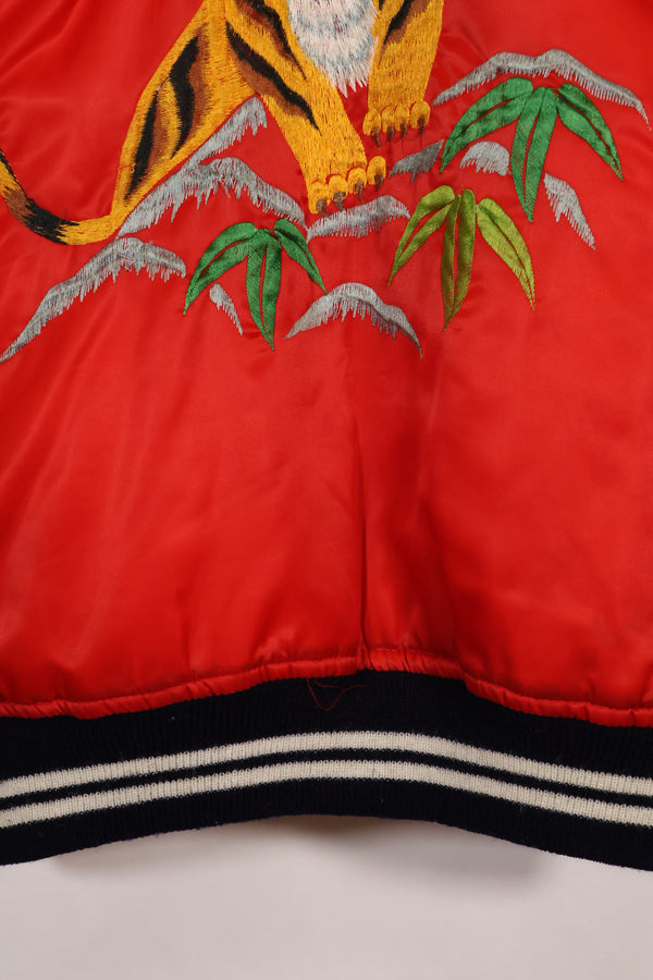 1970年代 日本製 Japan Jacket 中古品 スカジャン 赤白 当時の再現品 修繕あり