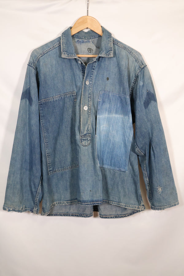 เสื้อเชิ้ตยีนส์ทหารสหรัฐฯ มือสองจากยุค 1930 มีกระดุม 3 เม็ด