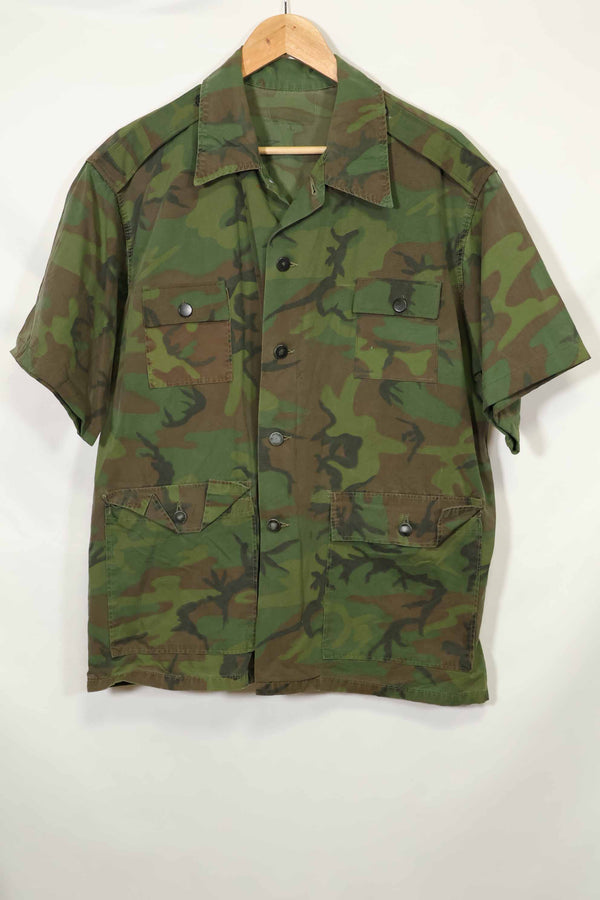 1960年代〜70年代 薄手生地 ハンティングシャツ インビジブルリーフ迷彩 半袖カスタム 中古品  B