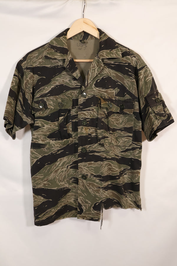 เสื้อเชิ้ตแขนสั้น US-L Silver Tiger Stripe รุ่น US Cut ของยุค 1960 ตัดเย็บตามสั่ง ขาด