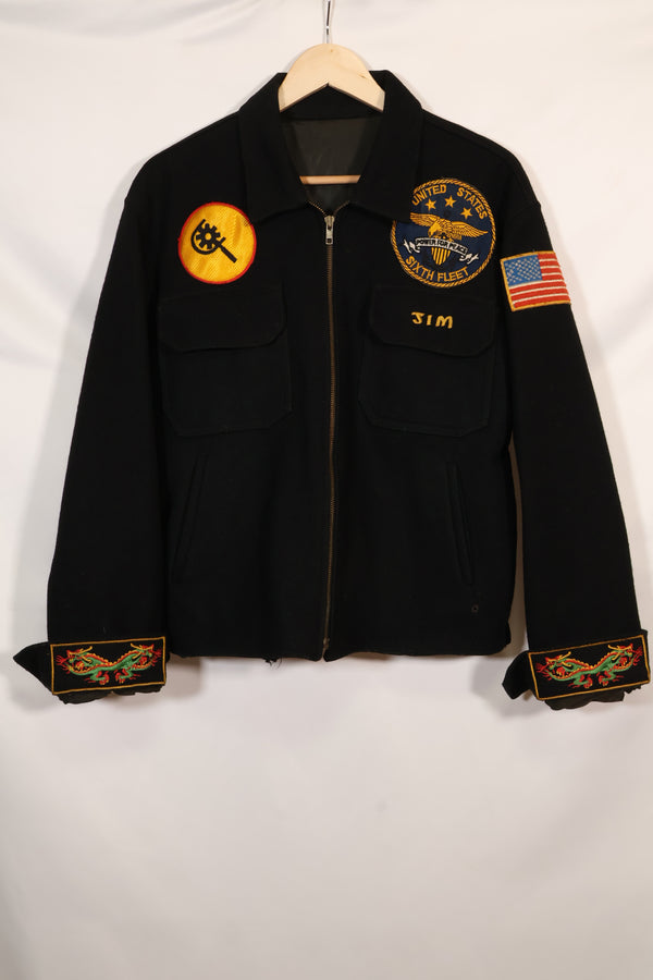 เสื้อแจ็คเก็ตทัวร์ USS SPIEGEL GROVE ขนาดใหญ่ ปี 1987 ของกองทัพเรือสหรัฐฯ