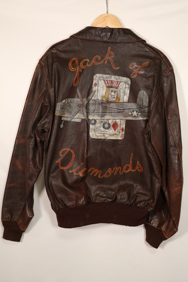 แจ็กเก็ตหนัง USAAF A-2 ของกองทัพอากาศสหรัฐฯ มือสองพร้อมสีและแพทช์