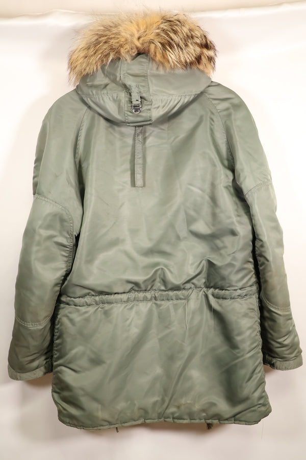 เสื้อแจ็คเก็ตนักบิน N-3B ของกองทัพอากาศสหรัฐฯ มือสองจากยุค 1950 พร้อมป้ายสีดำ
