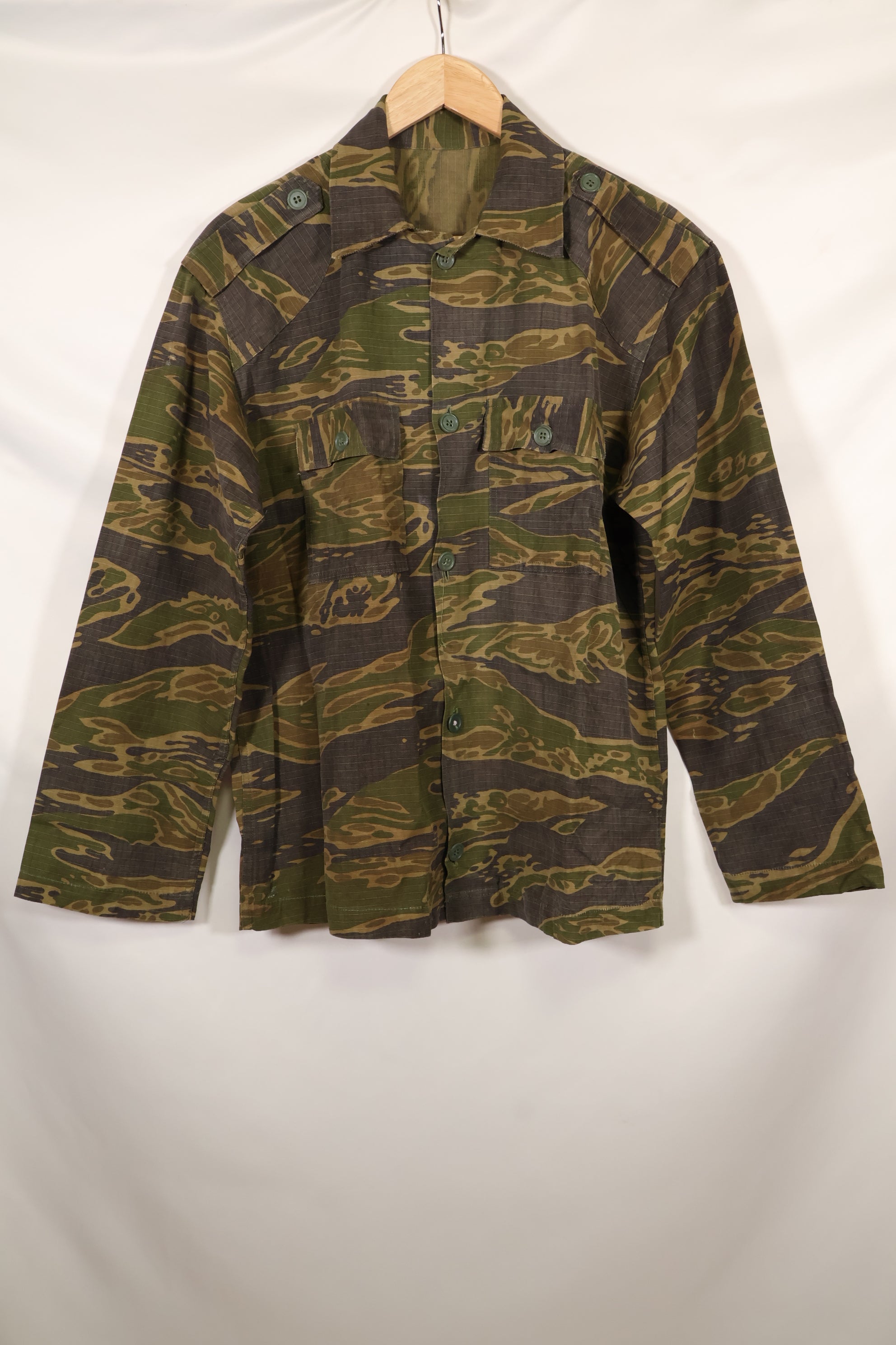 1970年代 南ベトナム海兵隊 タイガーストライプ シャツ VNMC 後期 リップストップパターン 中古品