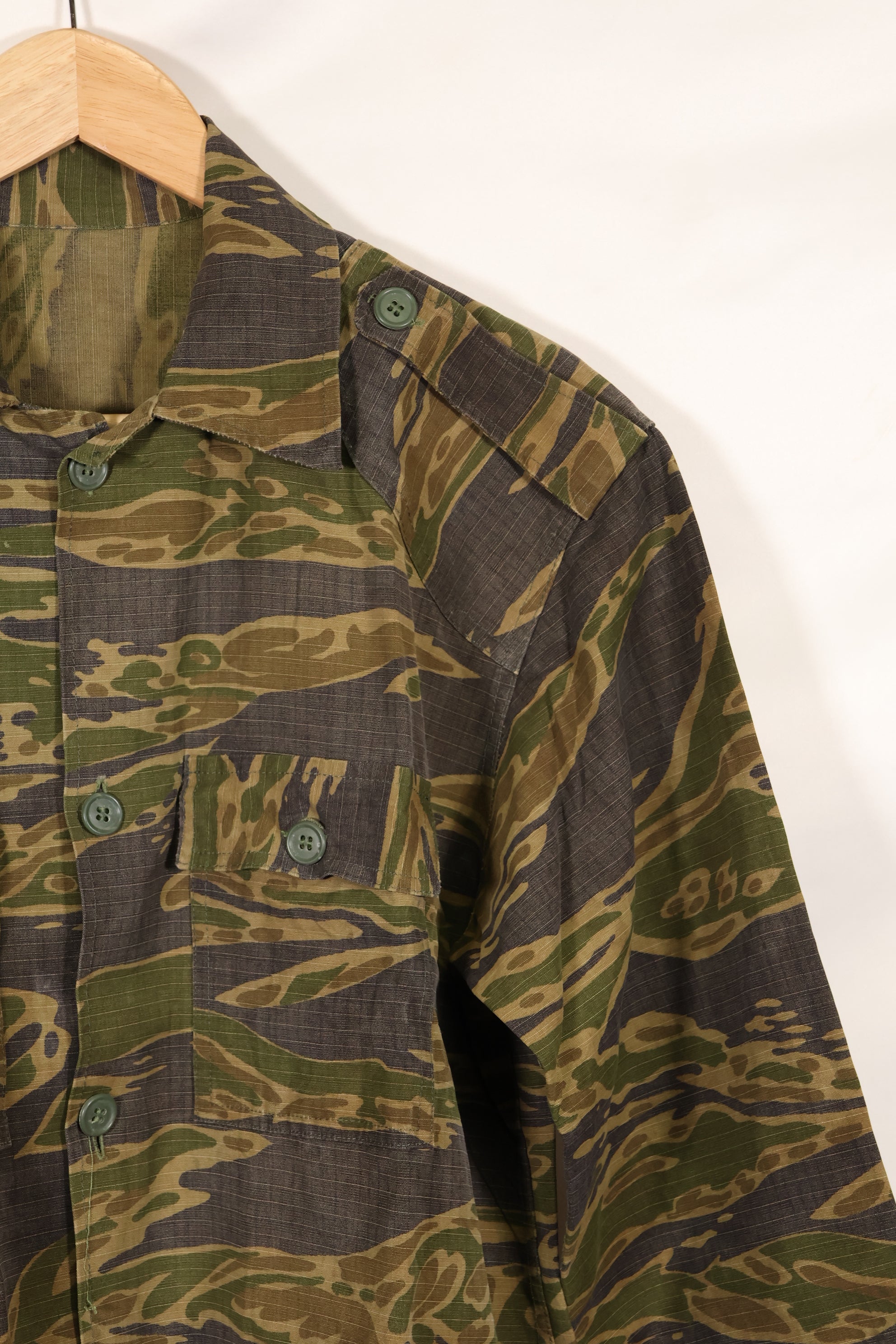 1970年代 南ベトナム海兵隊 タイガーストライプ シャツ VNMC 後期 リップストップパターン 中古品