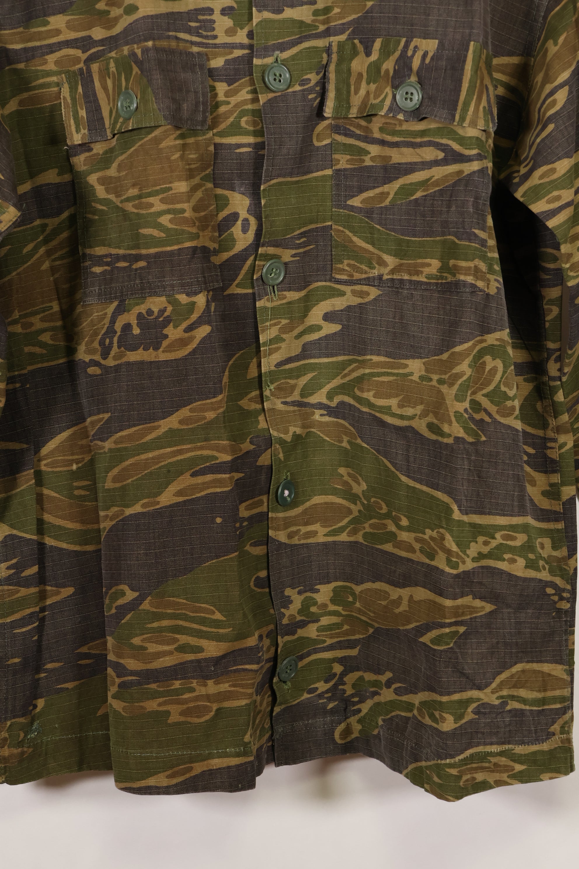 1970年代 南ベトナム海兵隊 タイガーストライプ シャツ VNMC 後期 リップストップパターン 中古品