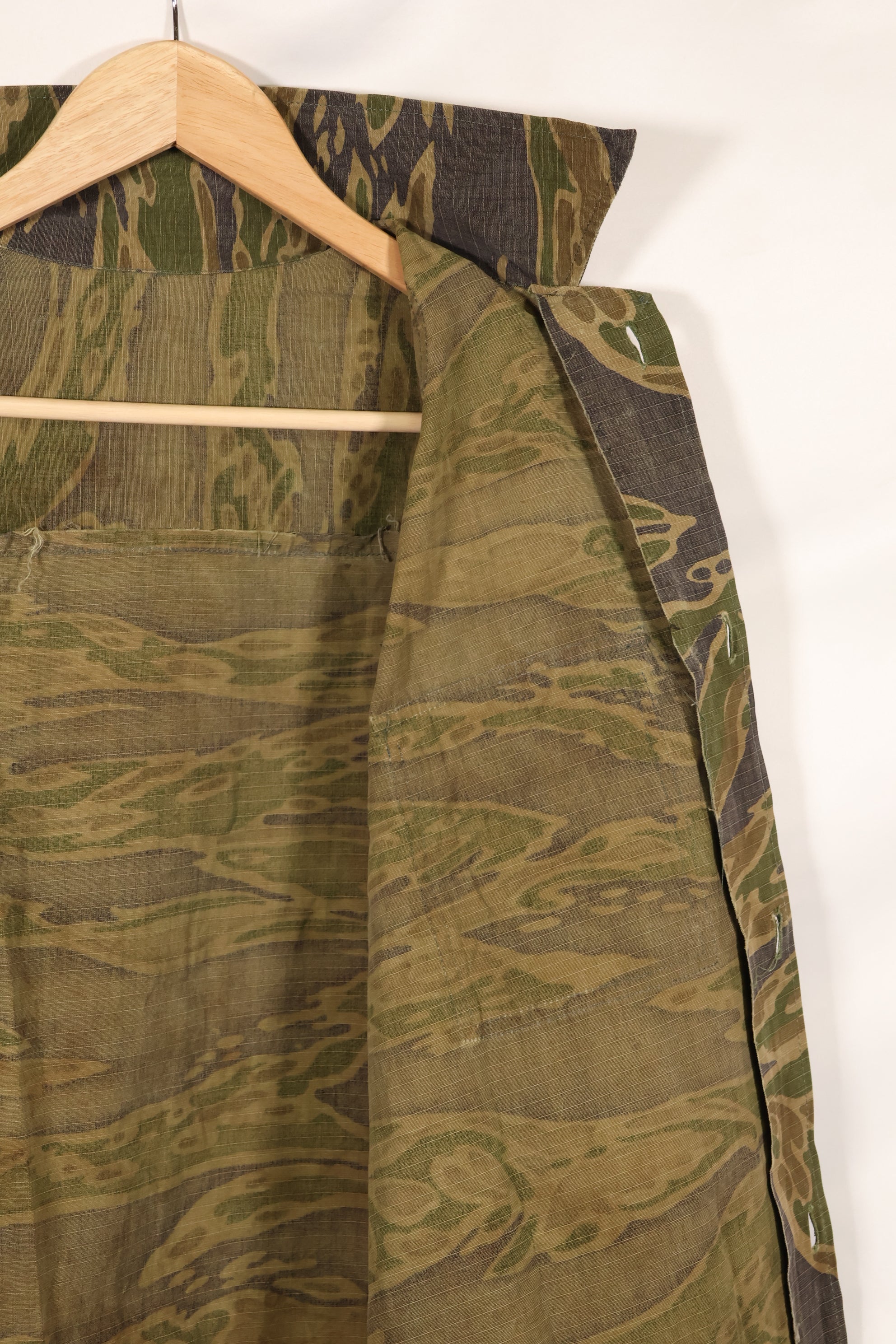 1970年代 南ベトナム海兵隊 タイガーストライプ シャツ VNMC 後期 リップストップパターン 中古品