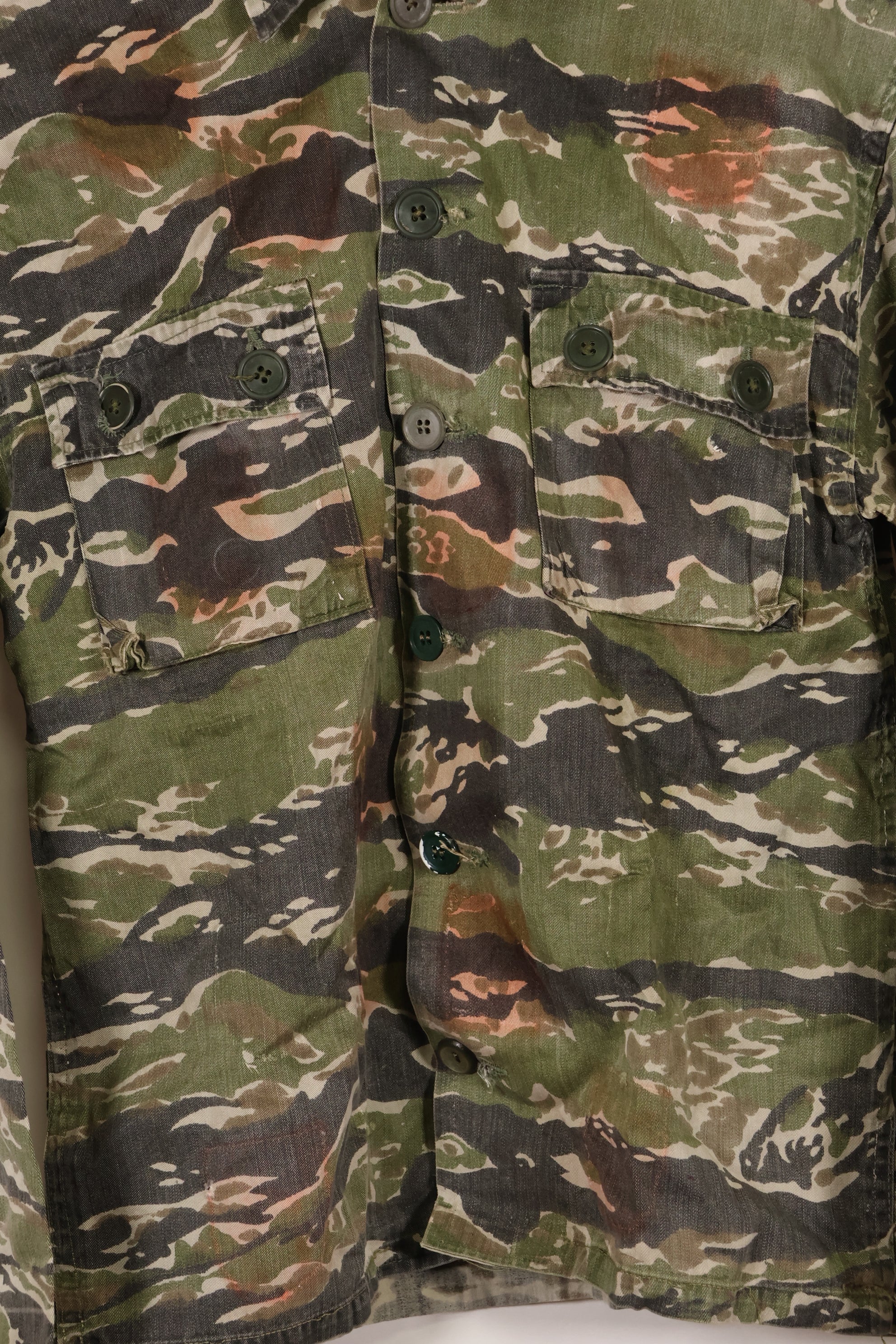 1960年代 タイガーストライプ シャツ CIDGパターン 退色あり 汚れあり 中古品