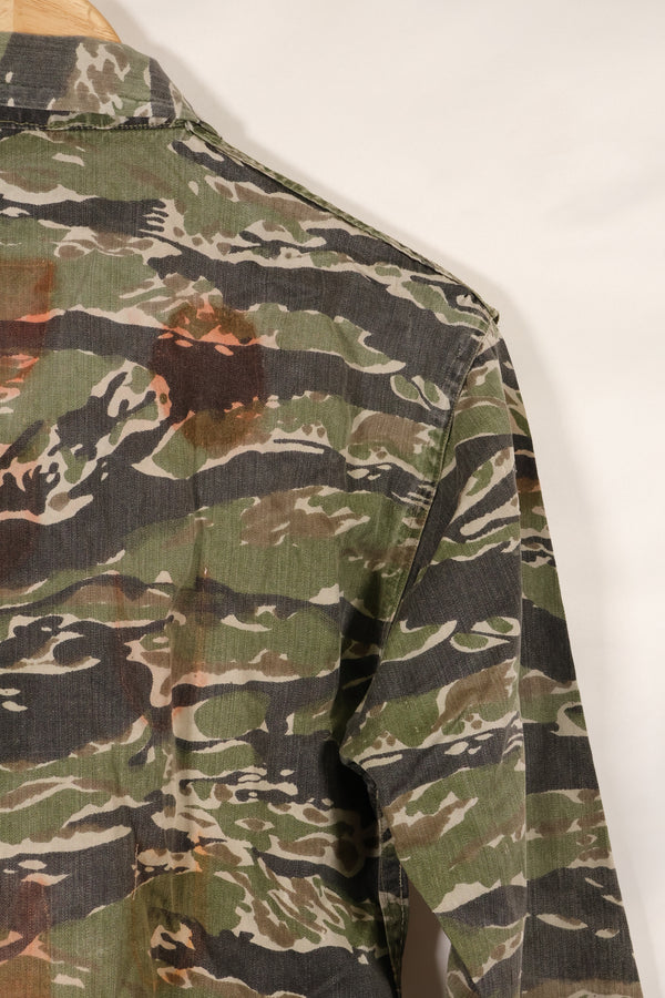 1960年代 タイガーストライプ シャツ CIDGパターン 退色あり 汚れあり 中古品