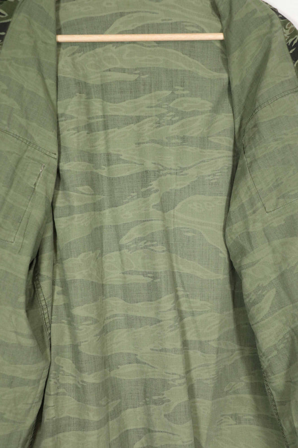 Real Late War Pattern Tiger Stripe Shirt, large size, missing buttons.