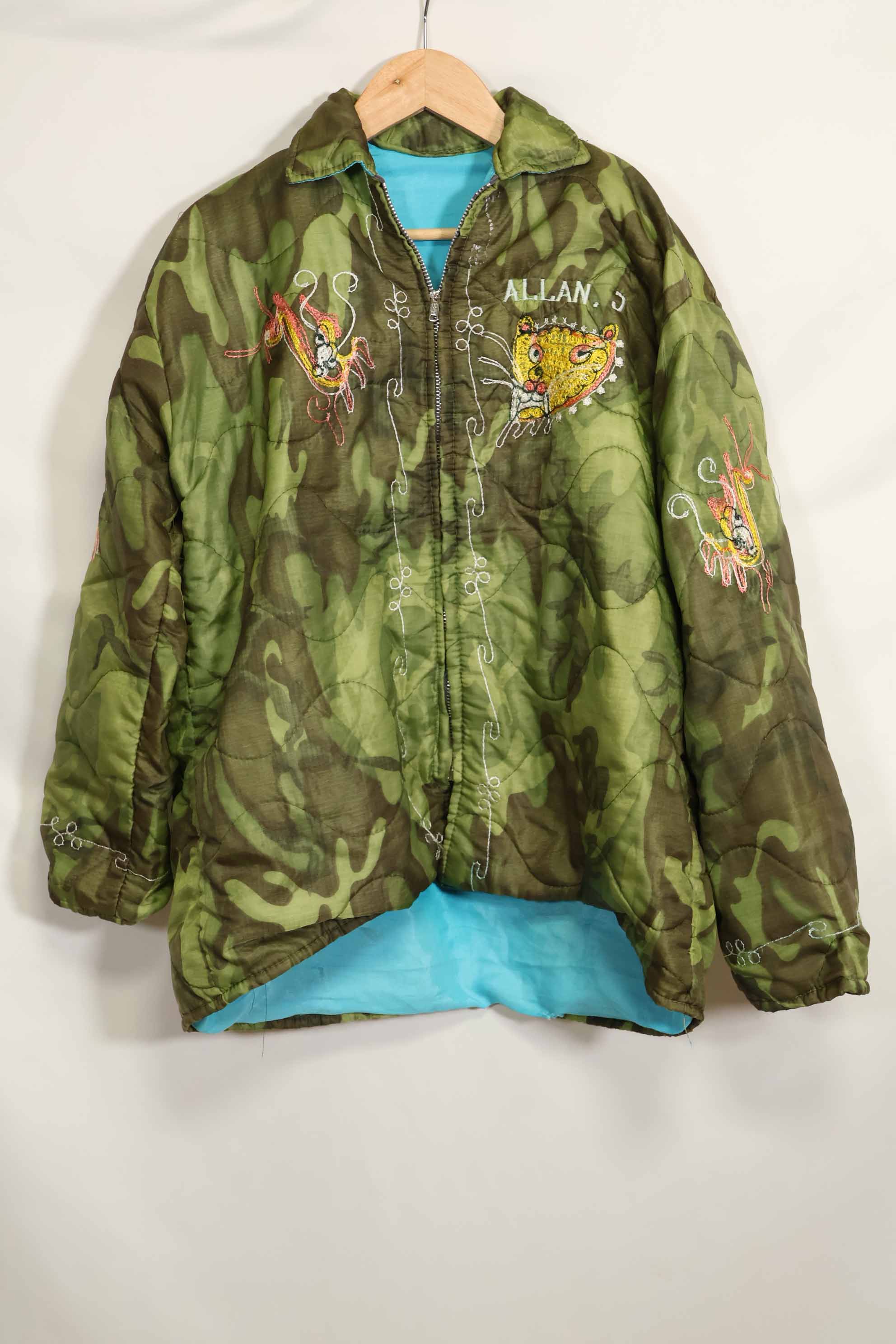 1969-70 Vietnam War ERDL Camouflage Poncho Tour Jacket Viet Jean QUINHON Used