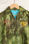 1969-70 Vietnam War ERDL Camouflage Poncho Tour Jacket Viet Jean QUINHON Used