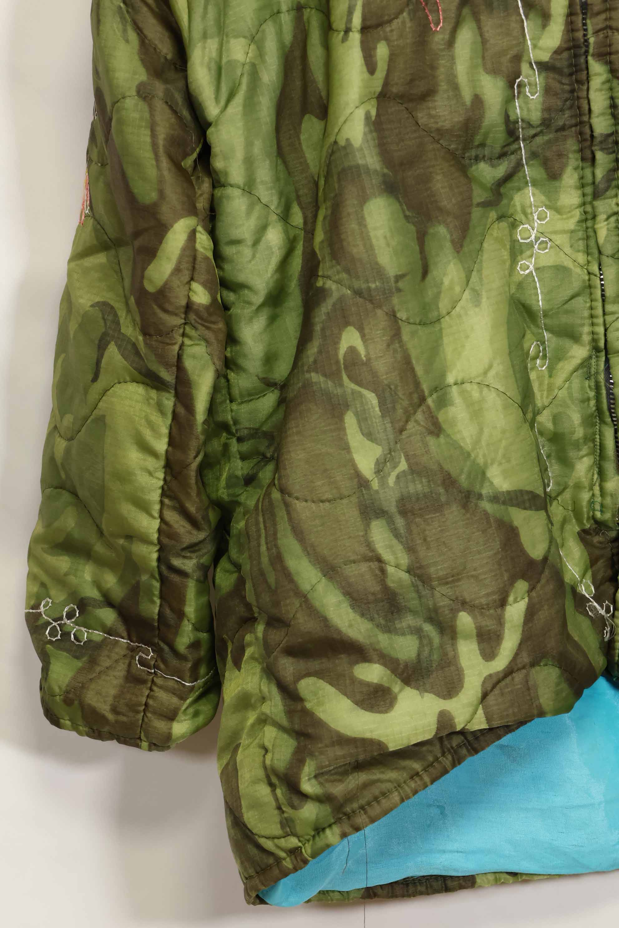 1969-70 Vietnam War ERDL Camouflage Poncho Tour Jacket Viet Jean QUINHON Used