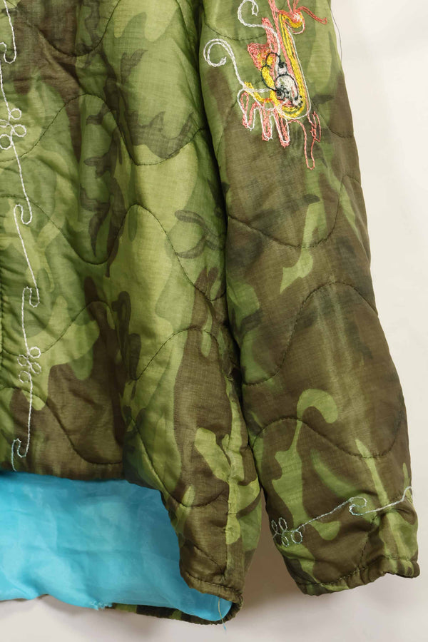 1969-70 Vietnam War ERDL Camouflage Poncho Tour Jacket Viet Jean QUINHON Used