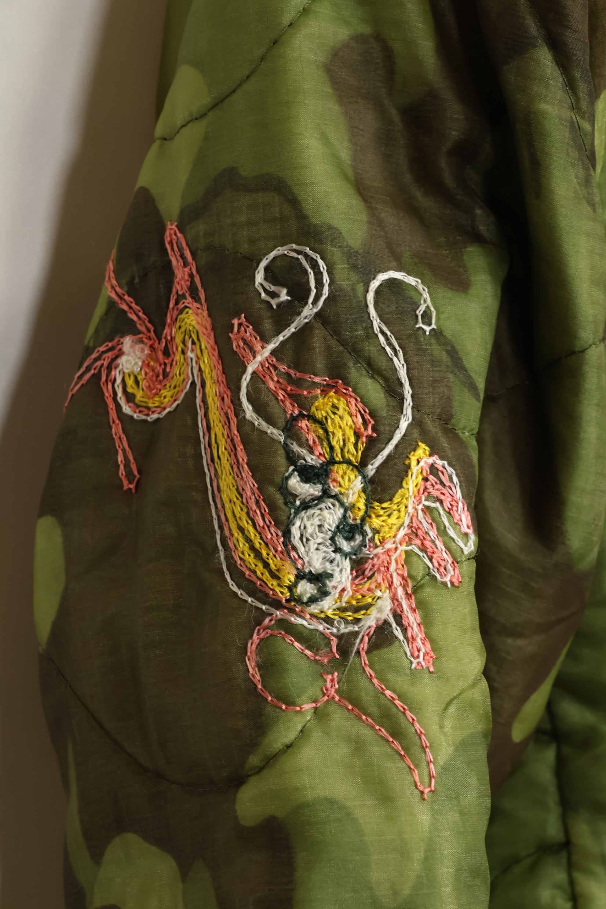1969-70 Vietnam War ERDL Camouflage Poncho Tour Jacket Viet Jean QUINHON Used