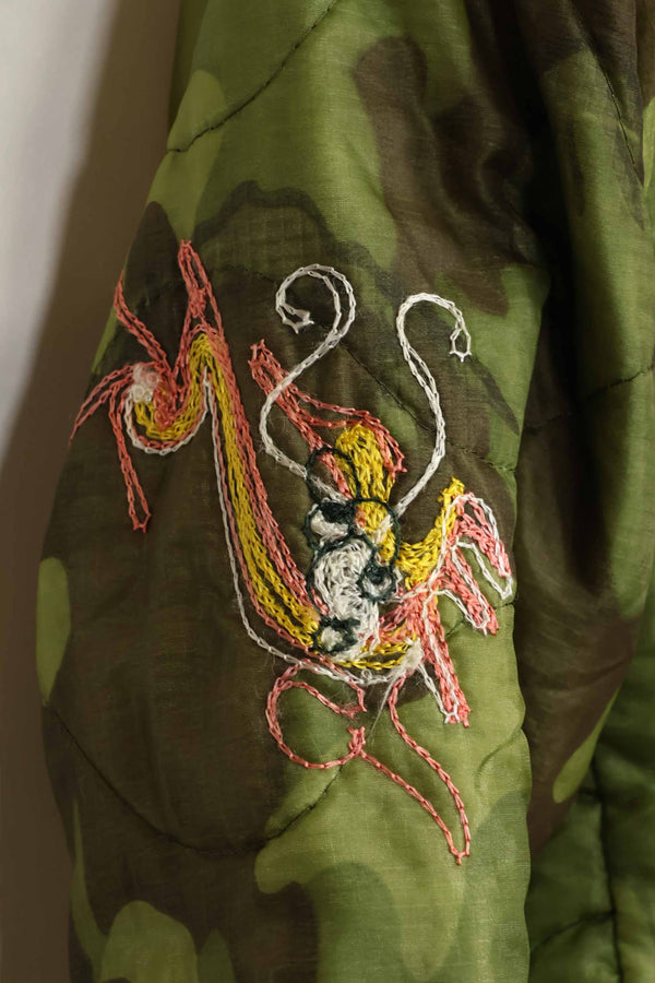 1969-70 Vietnam War ERDL Camouflage Poncho Tour Jacket Viet Jean QUINHON Used
