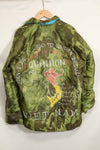 1969-70 Vietnam War ERDL Camouflage Poncho Tour Jacket Viet Jean QUINHON Used