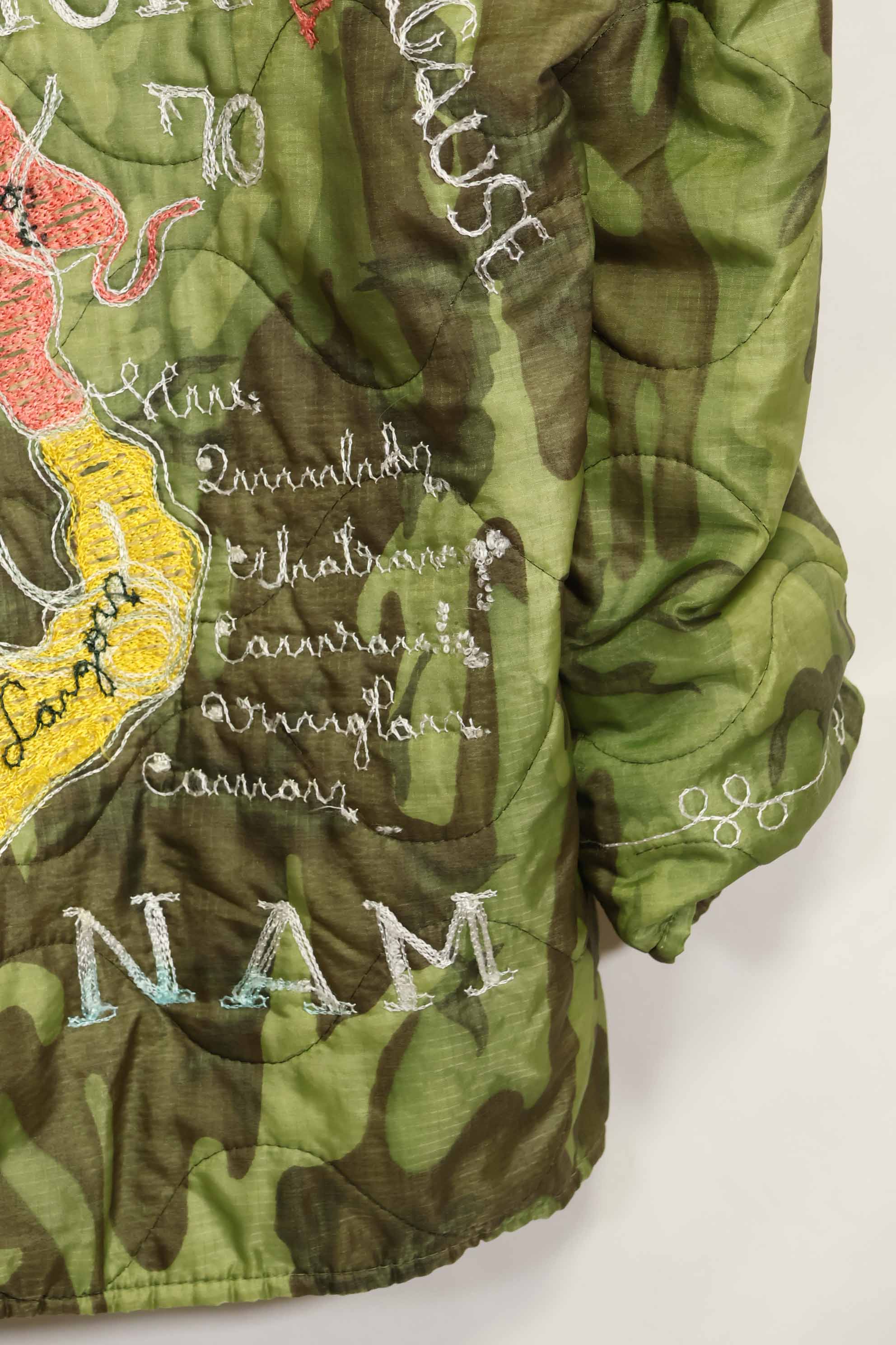 1969-70 Vietnam War ERDL Camouflage Poncho Tour Jacket Viet Jean QUINHON Used