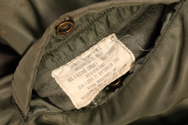1964 Contract, LARGE, U.S. Air Force (USAF), MA-1 Flight Jacket, Mid-Period Model, Used