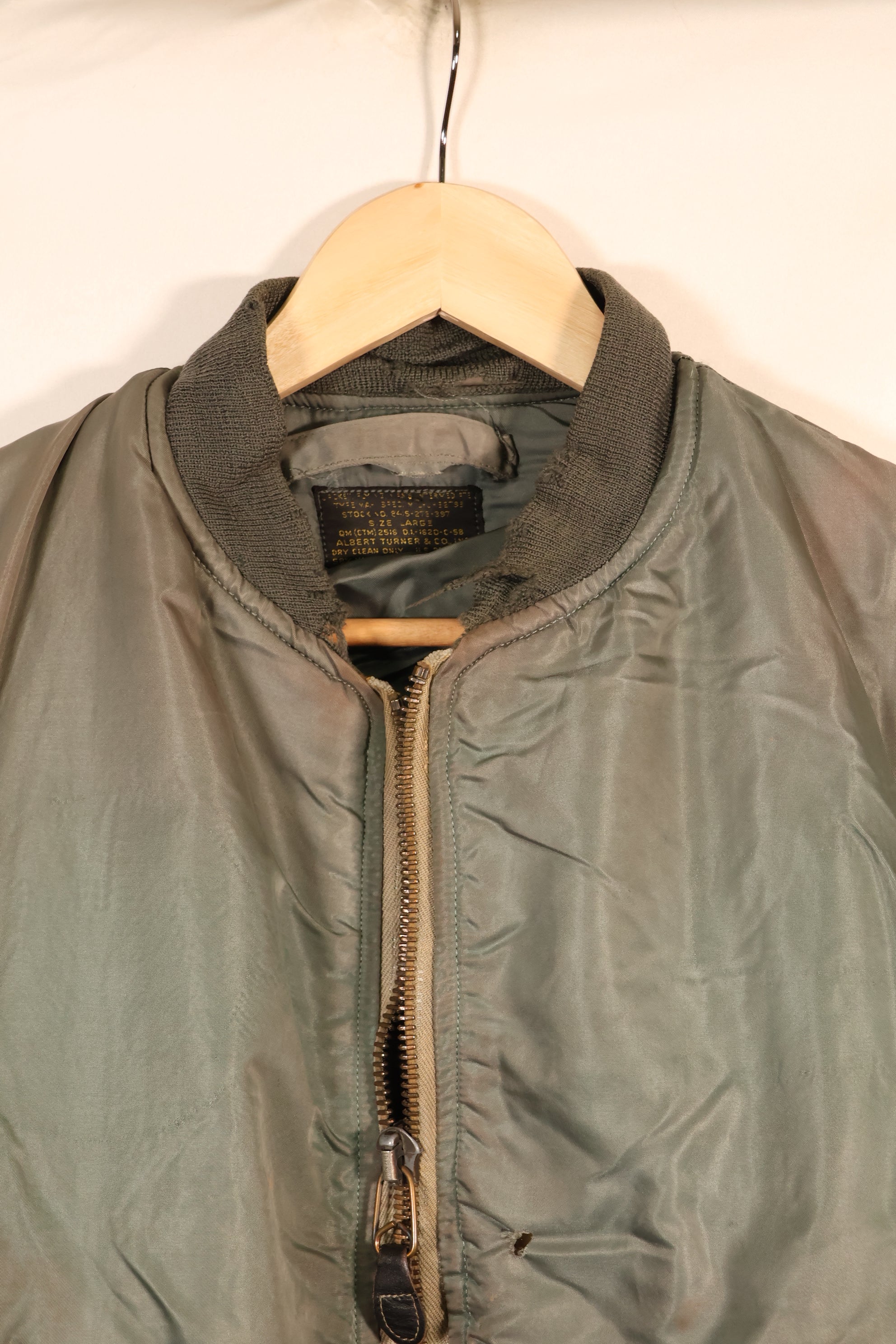 1958 Contract, LARGE, U.S. Air Force, MA-1 Flight Jacket, Shows Heavy Wear, Used