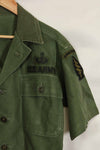 1960's Ex Green Beret Soldier Release OG-107 Utility Shirt with First Attachment Patch, Used, A