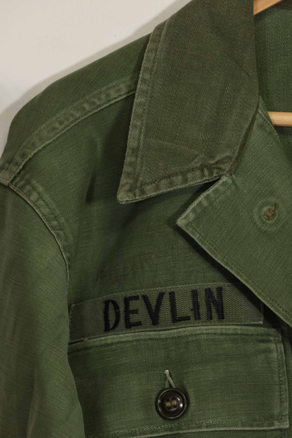 1960's Ex Green Beret Soldier Release OG-107 Utility Shirt with First Attachment Patch, Used, A