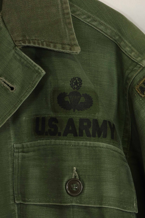 1960's Ex Green Beret Soldier Release OG-107 Utility Shirt with First Attachment Patch, Used, A
