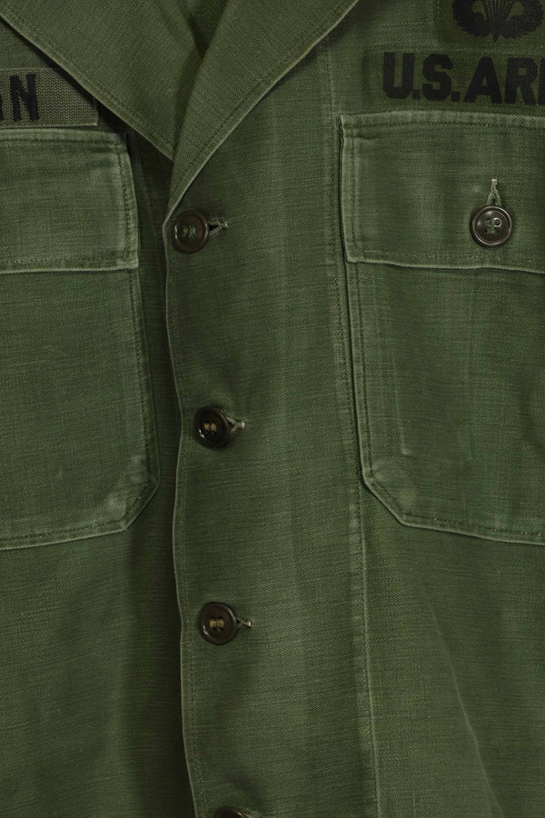 1960's Ex Green Beret Soldier Release OG-107 Utility Shirt with First Attachment Patch, Used, A