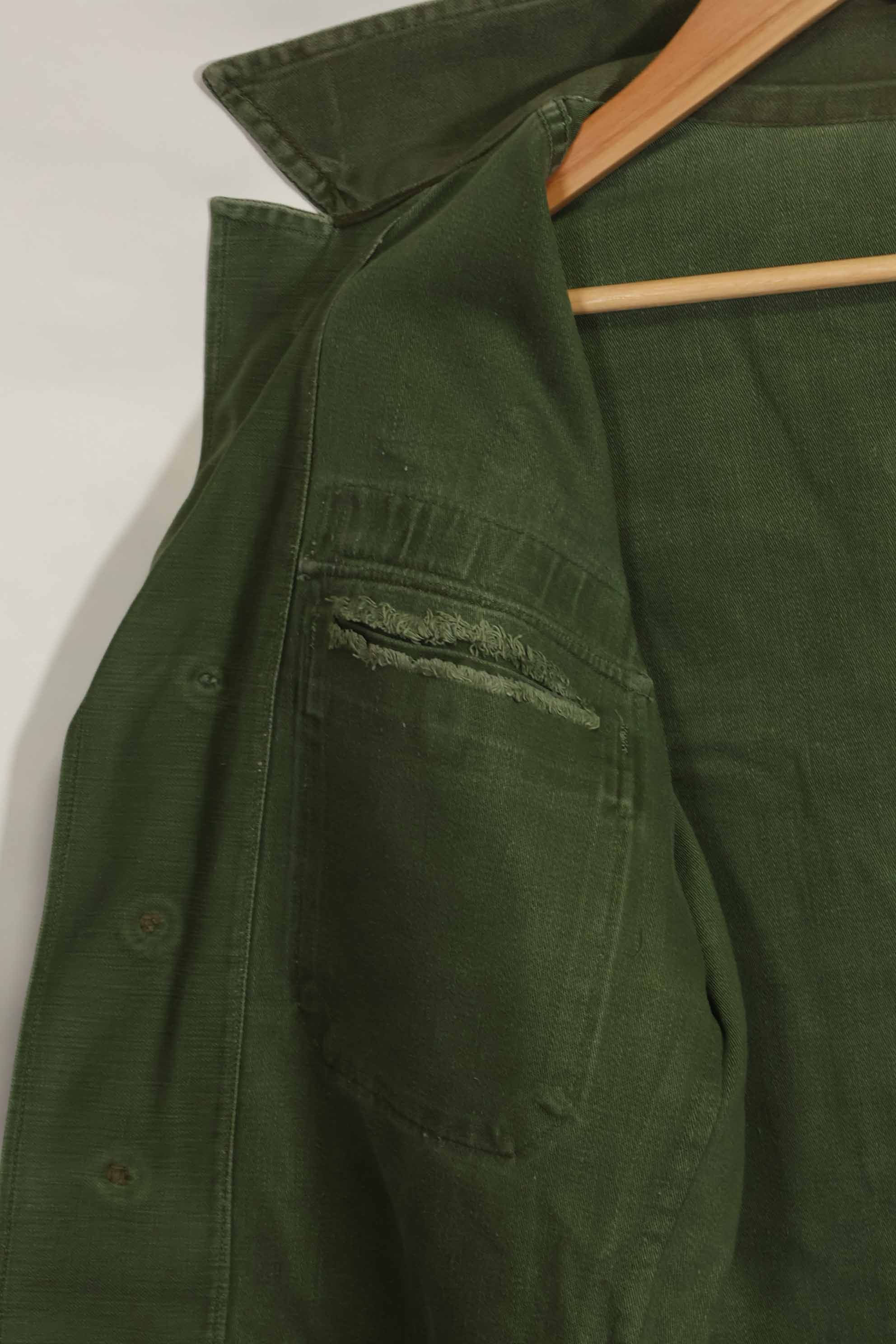 1960's Ex Green Beret Soldier Release OG-107 Utility Shirt with First Attachment Patch, Used, A