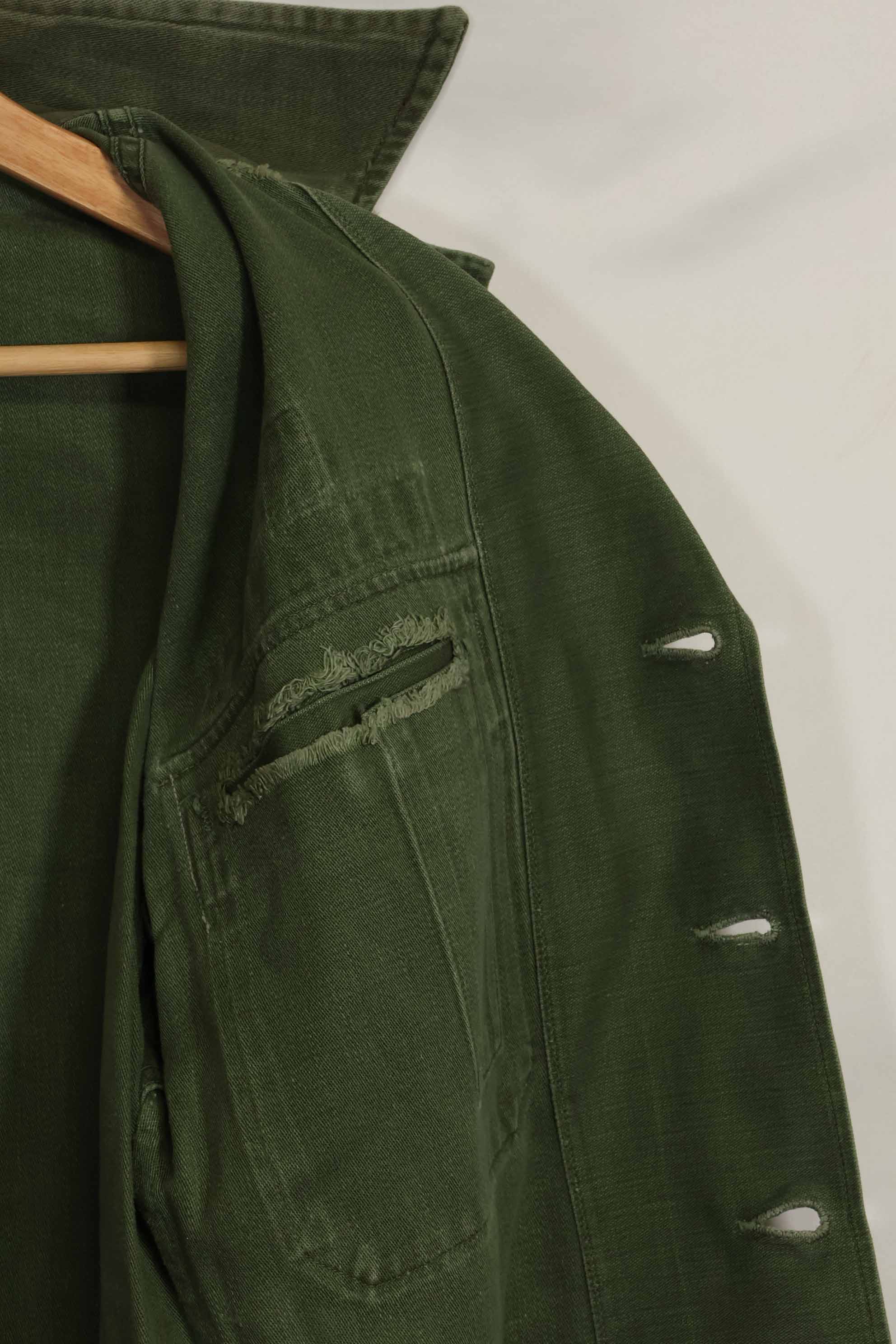 1960's Ex Green Beret Soldier Release OG-107 Utility Shirt with First Attachment Patch, Used, A