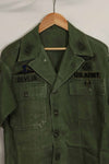 1960's Ex Green Beret Soldier Release OG-107 Utility Shirt with First Attachment Patch, Used, B