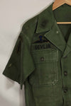 1960's Ex Green Beret Soldier Release OG-107 Utility Shirt with First Attachment Patch, Used, B