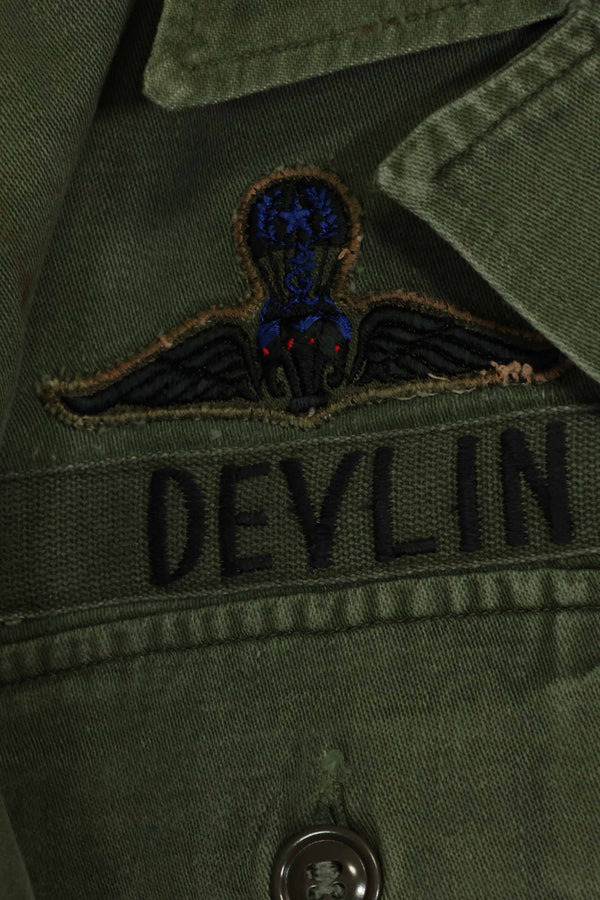 1960's Ex Green Beret Soldier Release OG-107 Utility Shirt with First Attachment Patch, Used, B