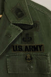 1960's Ex Green Beret Soldier Release OG-107 Utility Shirt with First Attachment Patch, Used, B
