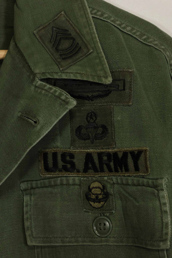 1960's Ex Green Beret Soldier Release OG-107 Utility Shirt with First Attachment Patch, Used, B