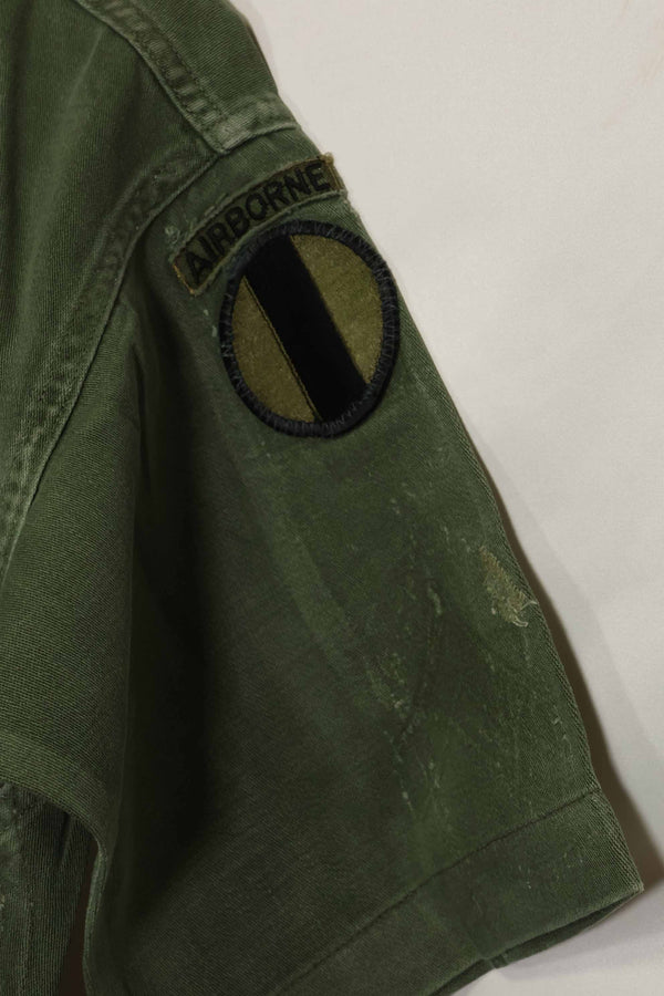 1960's Ex Green Beret Soldier Release OG-107 Utility Shirt with First Attachment Patch, Used, B