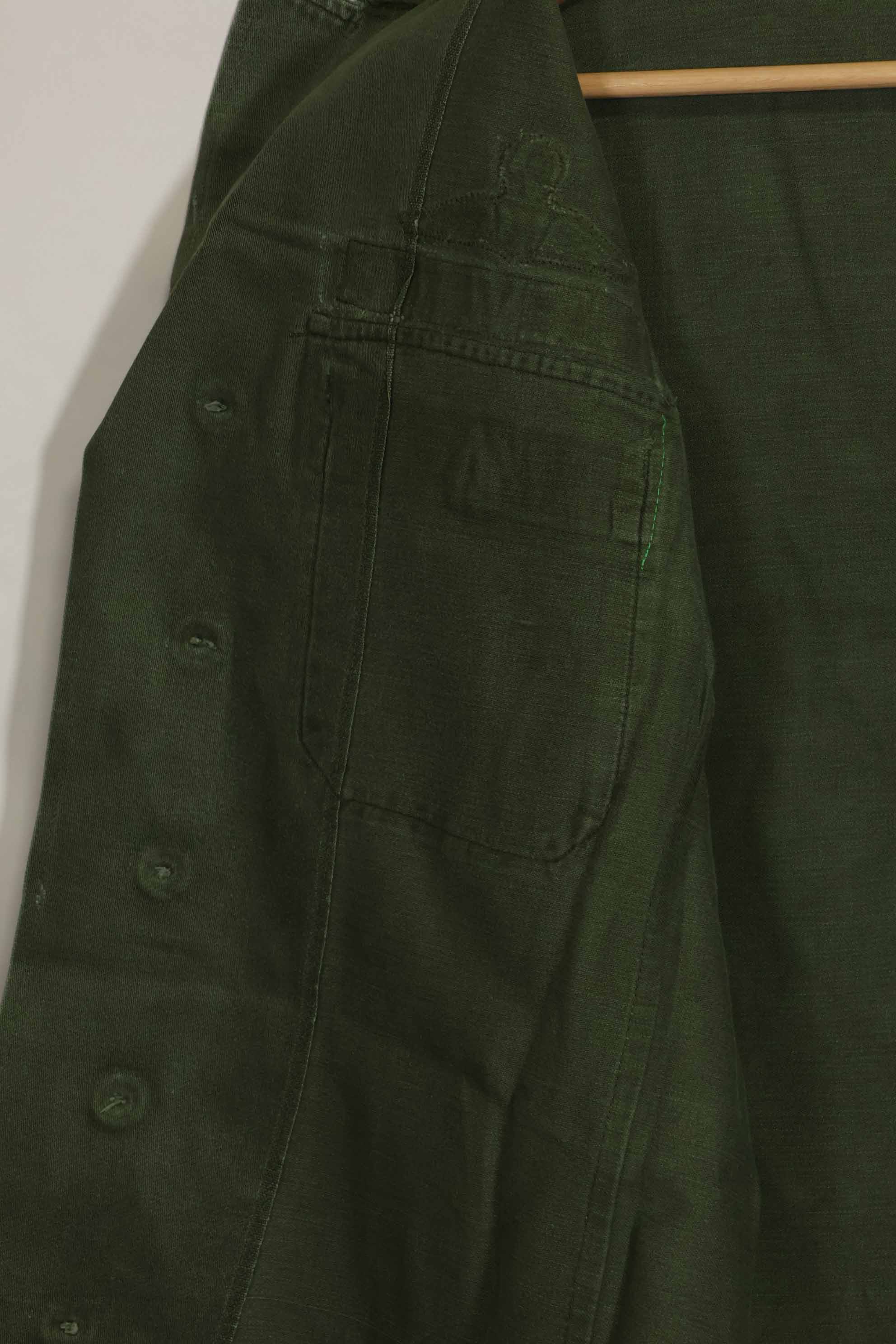 1960's Ex Green Beret Soldier Release OG-107 Utility Shirt with First Attachment Patch, Used, B