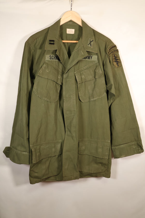 สัญญาปี 1969, M-L, แจ็กเก็ตสนามแบบที่ 4 สำหรับป่า, ตามมาตรฐาน Green Beret, มีป้ายติดเพิ่มภายหลัง, มือสอง