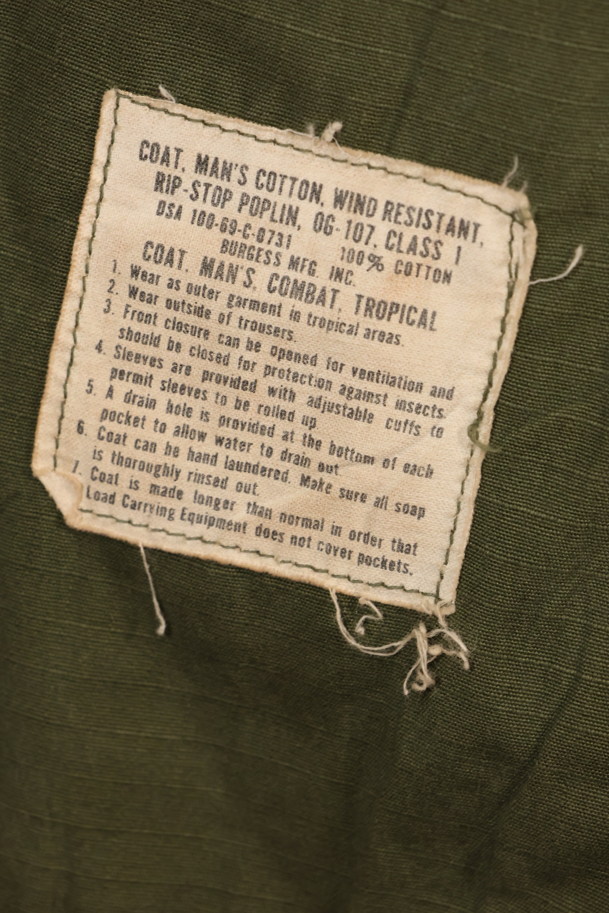 1969 Contract, M-L, 4th Model Jungle Fatigue Jacket, Green Beret Specification, Patches Added Later, Used