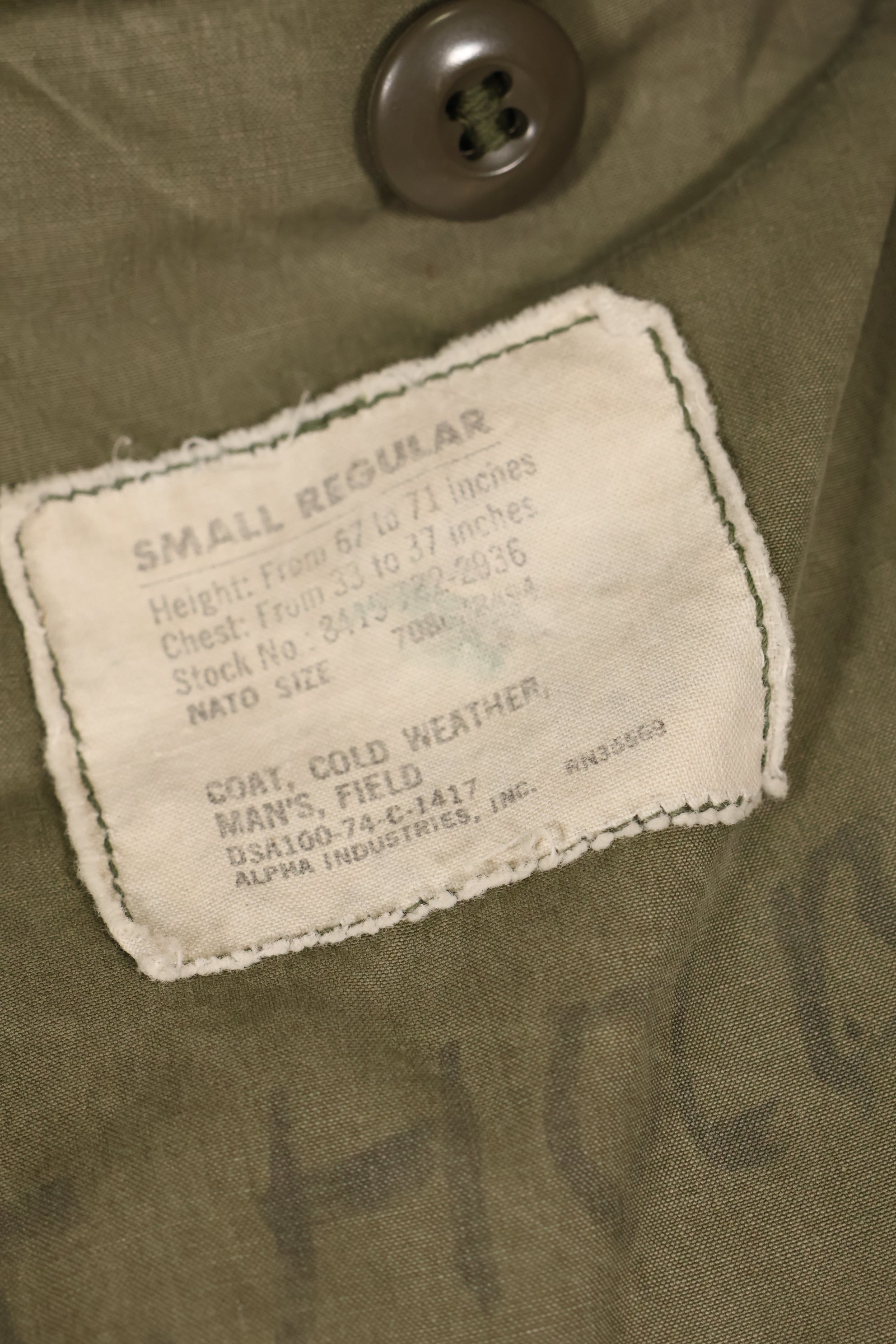 1974 Contract S-R M65 Field Jacket 3rd Model Jacket Used