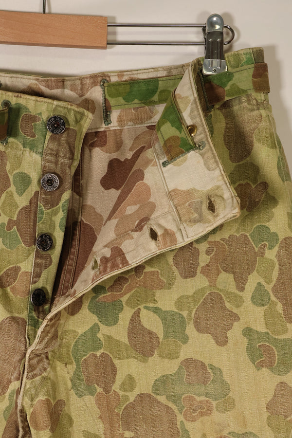 ทศวรรษ 1940 สงครามโลกครั้งที่ 2 USMC P-44 ลายพรางฟร็อกสกิน กางเกงล่าสัตว์น้ำ มีรอยซ่อมแซม สินค้ามือสอง