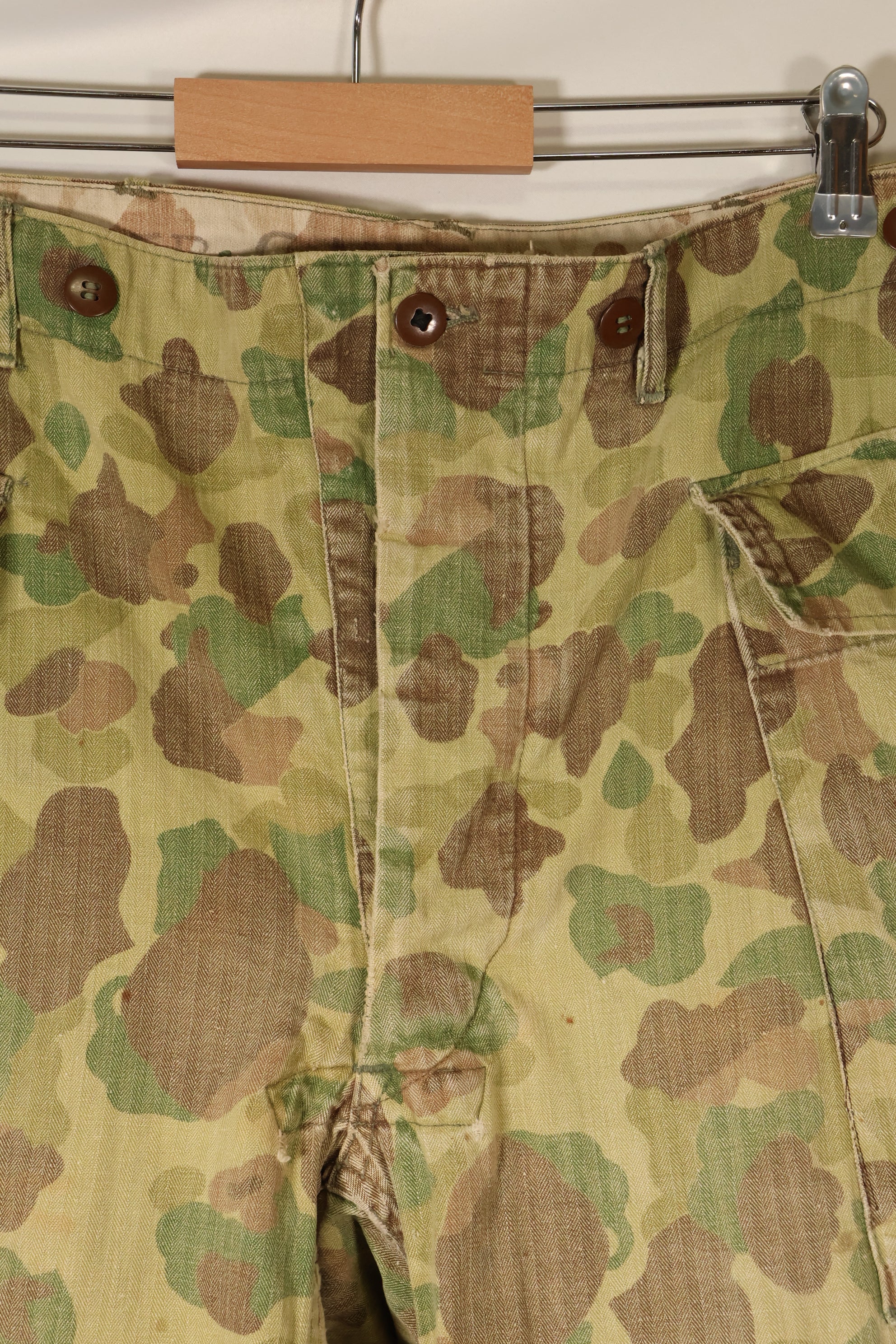 1940s W34 US Army Frogskin Camouflage HBT Pants Utility Pants Used