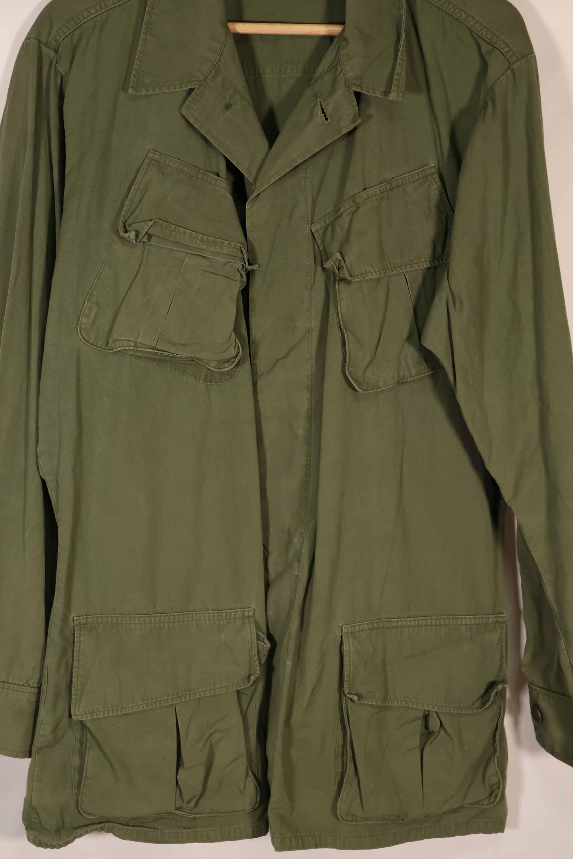 Real 3rd Model Jungle Fatigue Jacket, no size tag, stained, used.